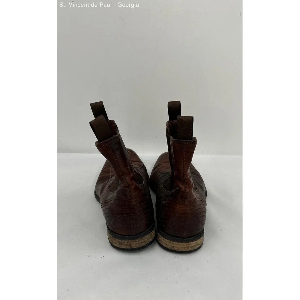 Hugo Boss Brown Leather‎ Handcrafted Italian Made Chelsea Slip-On Boot Men 8